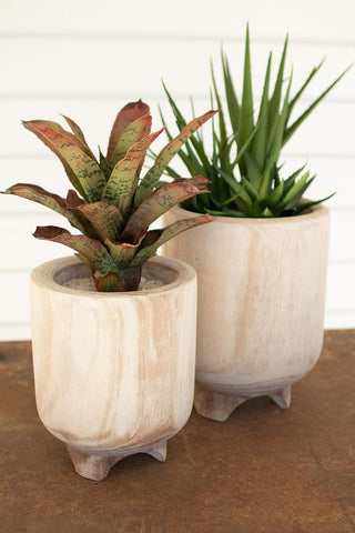 Carved Wood Planter